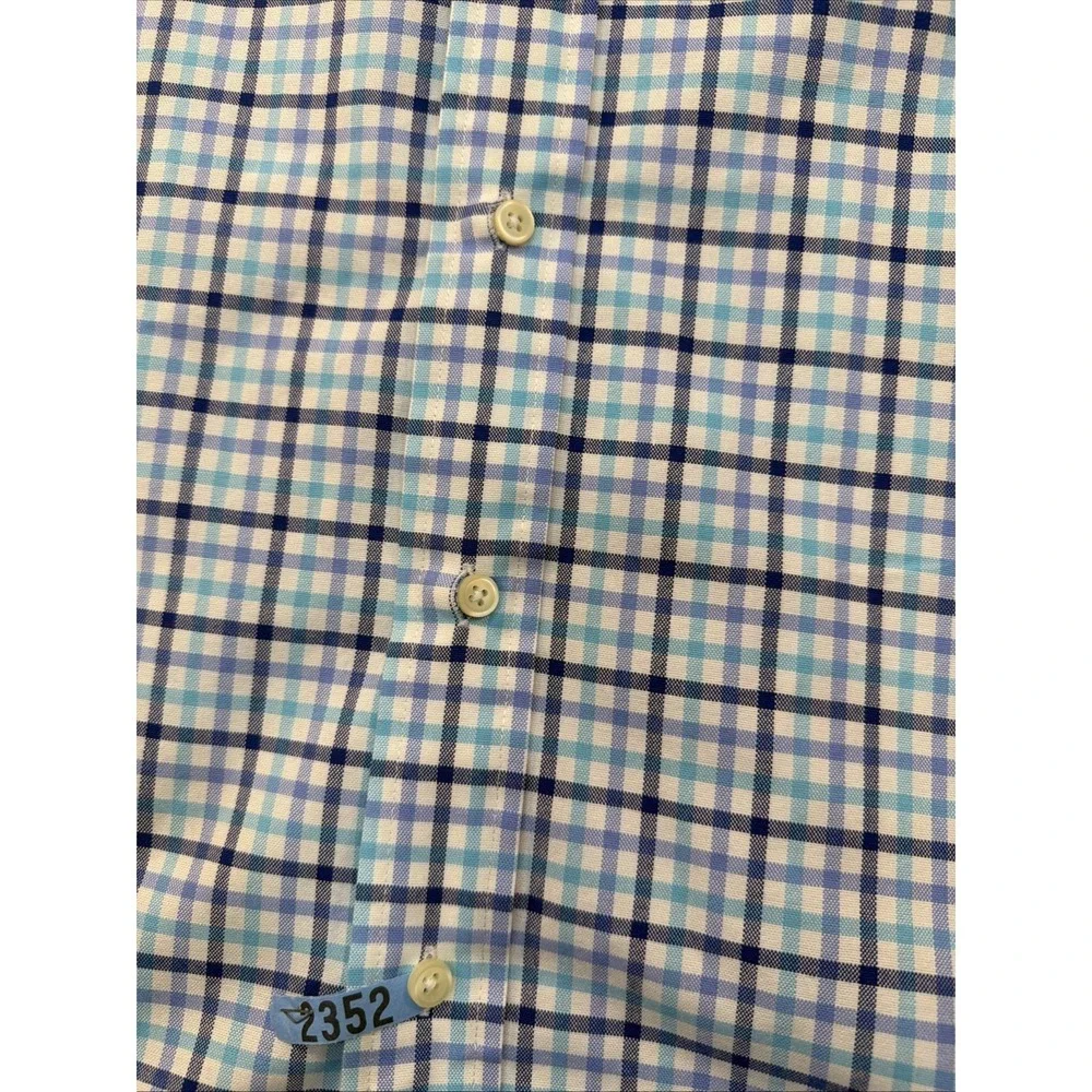 Polo Ralph Lauren Shirt Mens 2XLT Short Sleeve Oxford Blue Plaid Golf Business